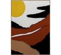 Kare Impression sur toile design artistique Sunrise Knitted Image avec cadre Lever de soleil Toile abstraite moderne pour salon, chambre à coucher, couloir 113 x 73 cm (L x l)