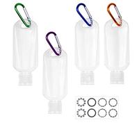 Kare & Kind Bouteilles de Voyage Portables et Transparentes - 4X Bouteilles vides avec Capuchons rabattables, 4X Mousqueton, 1x Feuilles d'étiquettes Autocollantes - jusqu'à 50 ML