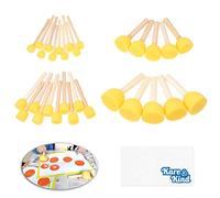 Kare & Kind Ensemble de 30 brosses à éponges Rondes - Outils de Peinture - pour Les Arts, l'artisanat, Les pochoirs, Les Graffitis - Tailles Assorties - Brosse en Mousse et Manche en Bois