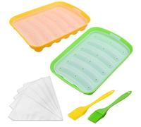 Kare & Kind - Lot de 2 Moules à Saucisses en Silicone Antiadhésifs et Flexibles - 6 Cavités pour Hot-Dogs - Récipient de Cuisson à la Vapeur - Saucisses Maison DIY