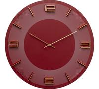 Kare Leonardo Horloge Murale Moderne Rouge/doré Diamètre 49 cm Bordeaux Horloge analogique avec Design linéaire Fonctionnement à Piles pour Salon, Cuisine, Chambre à Coucher et Bureau