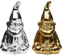 Kare Lot de 2 salières design nain - Doré/argenté - 8 x 5 x 4 cm - En porcelaine - Motif nain - Pour salle à manger