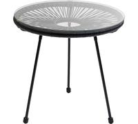 Kare Table d'appoint Acapulco Noire, Métal Polyéthylène Verre, 50 x 50 x 50