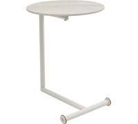 Kare Table d'appoint Design Easy Living Greige, diamètre 46 cm, Table Basse, Aspect Pierre Travertine, Structure en Acier, Moderne, Ronde, Salon