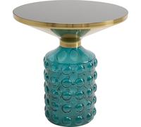 Kare Table d'appoint Design Lola Bleue Ronde diamètre 35 cm Socle en Verre Table Basse Salon Table de Chevet