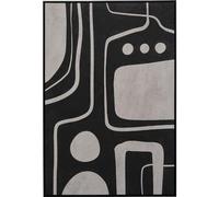 Kare Tableau mural design Artistic Blacky noir et blanc rectangulaire encadré Peint à la main Art abstrait Tableau mural design moderne pour chambre à coucher, salon, 110 x 70 cm (H x l)