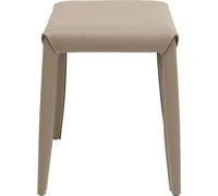 Kare Tabouret Design Monza, Gris Clair, 35 x 35 x 46 cm, 4 Pieds en Acier, Charge maximale 100 kg, Aspect Cuir, Moderne, Salon