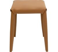 Kare Tabouret Design Monza, Marron, 35 x 35 x 46 cm, 4 Pieds en Acier, Charge maximale 100 kg, Aspect Cuir, Moderne, Salon