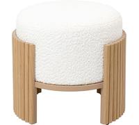 Kare Tabouret Design Samu Nature, Marron/Blanc, Ø 43 cm, Rond, Hauteur d'assise 40 cm, Tabouret, Moderne, Facile d'entretien, Couloir