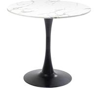 Kare Tisch Schickeria Marmor Table à Manger, Acier allié Panneau de Fibres, Blanc/Noir, 74x80x80