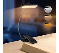 karidi Lampe de Lecture 24 LED Rechargeable, Liseuse Clip Rotative 315°, 5 Luminosités et 3 Couleurs, 360° Cou Flexible, Noir