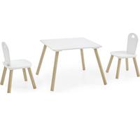 Karin ensemble de meubles pour chambre de bébé 1 table, 2 chaises blanches, pin naturel.