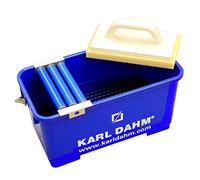 Karl Dahm Lavage Express à Rouleaux I Set de Lavage pour Carreleurs I Seau à Laver Le Carrelage à Roues I Set de Lavage de Carreaux Pro à 3 Rouleaux - pour Taloches et Éponges Mieux Essorées - 11488