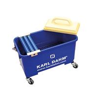 Karl Dahm Lavage Express à Rouleaux I Set de Lavage pour Carreleurs I Seau à Laver Le Carrelage à Roues I Set de Lavage de Carreaux Pro à 3 Rouleaux - pour Taloches et Éponges Mieux Essorées - 11487