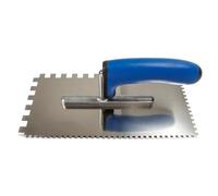 Karl Dahm Truelle à Carreler Buttering-Floating, Bleue I Spatule Crantée à Dentures de 4 mm et 10 mm I Truelle à Lisser Manche Souple I Pose Facile de Carreaux avec Outillage Pro de Carrelage - 11563