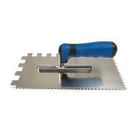 Karl Dahm Truelle à Carreler Buttering-Floating, Bleue I Spatule Crantée à Dentures de 4 mm et 15 mm I Truelle à Lisser Manche Souple I Pose Facile de Carreaux avec Outillage Pro de Carrelage - 12321
