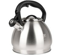 KARL HAUSMANN Bouilloire Sifflante Inox 1.8 L Induction Gaz, Argent | Theiere inox 1.8 L pour induction, gaz et vitrocéramique, sifflet, couvercle amovible, poignée en plastique