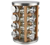 KARL HAUSMANN Carrousel à Épices Rotatif 16 Pots 100 ml Bois Métal | Porte Epices Cuisine rotatif à 360° avec 16 pots en verre de 100 ml, tamis doseurs et rangement organisé, bois/métal