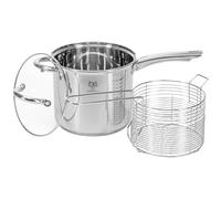 KARL HAUSMANN Casserole Friteuse 3.6 L Inox 18 cm Induction Gaz | Friteuse Traditionnelle avec panier et couvercle verre, induction, gaz, électrique et vitrocéramique
