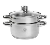 KARL HAUSMANN Cuiseur Vapeur 2,1L 18 cm - Cuit Vapeur Inox Pour Induction, Marmite Vapeur Avec Couvercle En Verre, Cuisson Vapeur Pour Légumes, Poisson, Raviolis Et Pommes De Terre
