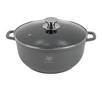 KARL HAUSMANN Faitout Induction Rond 24 cm 4,5L avec Couvercle - Marmite Antiadhésive COOKMARK MARBLE, Casserole en Aluminium Moulé pour Cuisine Quotidienne, Four, Gaz, Electrique