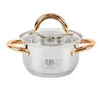 KARL HAUSMANN Faitout Inox - 1.3L - 14 cm - Marmite Induction en Acier Inoxydable - Casserole avec Couvercle en Verre - fait tout tous feux - Faitouts Avec Échelle de Mesure - Cocotte Inox