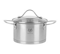 KARL HAUSMANN Faitout Inox - 1.9L - 16 cm - Marmite Induction en Acier Inoxydable - Casserole avec Couvercle en Verre - fait tout tous feux - Faitouts Avec Échelle de Mesure - Cocotte Inox