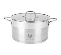 KARL HAUSMANN Faitout Inox 18/10 Induction 4,7 L Ø 22 cm | Marmite tous Feux, 4 L utile, couvercle en verre, graduation et fond encapsulé à 5 couches