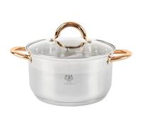 KARL HAUSMANN Faitout Inox - 4L - 22 cm - Marmite Induction en Acier Inoxydable - Casserole avec Couvercle en Verre - fait tout tous feux - Faitouts Avec Échelle de Mesure - Cocotte Inox