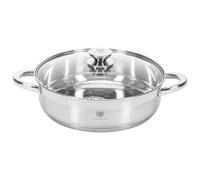 KARL HAUSMANN Faitout Inox 7,6 L 32 cm avec Couvercle - Induction | Marmite bas avec fond 5 couches et couvercle en verre, compatible induction, gaz, électrique, vitrocéramique et halogène