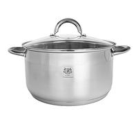 KARL HAUSMANN Faitout Inox Induction 4 L Ø 22 cm | Marmite Inox avec Couvercle en Verre, 4 L au total, fond 3 couches tous feux