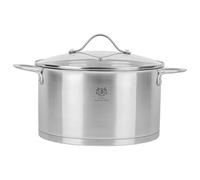 KARL HAUSMANN Faitout Inox Induction 6,1 L Ø 24 cm | Grand Marmite Inox avec Couvercle en Verre, 5 L utile, fond 3 couches tous feux