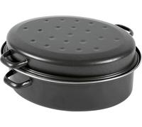 KARL KRÜGER Gänsebräter oval 10,5 Liter Ø42cm emailliert schwarz matt