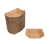 Karlak Lot de 100 Plateaux Jetables en Papier Kraft Alimentaire pour Collations et Desserts, Bateaux de Service Marron Robustes et sans Danger pour Les Aliments, Parfaits Les Fêtes Rassemblements,