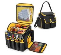 Karlak Sac à Outils Robuste avec Séparateurs Amovibles et Poignée Portable pour Organiser les Outils à la Maison et au Travail, Tissu Oxford, 13,39 X 10,63 X 10,24 Pouces (Sac main)