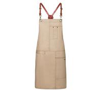 Karlowsky - Tablier à bavette unisexe pour homme/femme « Urban », cuir LT5713 (80 cm x 68 cm) (beige)