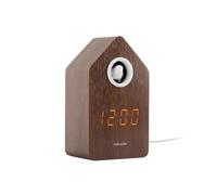 Karlsson Réveil Cuckoo LED - Marron foncé - 6x9x15.3cm | Rectangle - skandinavisch - Bois - Moderne Horloge Murale Coucou - Pendule Murale - Décoration murale pour Salon et Chambre