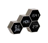 Karlsson Réveil Six in The Mix - D'ór - 17,5x12x4,5cm | Hexagone - skandinavisch - Plastique - Réveil - Réveil pour Chambre - Pour Chambre et Bureau