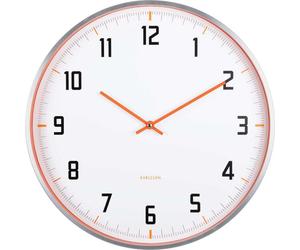 Karlsson Sports, Horloge, murale, ronde, orange, blanche, aluminium, pile