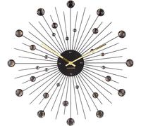 Karlsson Horloge Murale Sunburst - Cristal/Noir - Ø50cm | Autour de - skandinavisch - Acier - Horloge Murale - Décoration murale pour Chambre d'enfant et Salon
