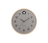 Karlsson Wall Clock Natural Cuckoo Birch Wood Mouse Grey