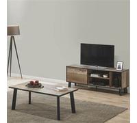 KARMINA - Ensemble Table Basse + Meuble TV Aspect Bois et Métal -