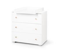 KAROLINA Commode bébé avec plan à langer amovible et 3 tiroirs Blanc / Pin
