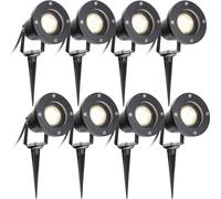 karpal Lampe de jardin Led Projecteur de jardin Blanc chaud Pack de 8 LED Eclairage de jardin IP65 4W GU10 Avec prise de terre Extérieur Prairie Pour extérieur,Jardin,Prairie
