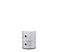 Kartell Componibili, Conteneur 2 éléments, Argent Mat, Base Ronde