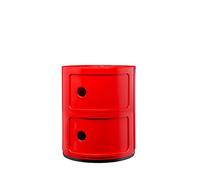 Kartell Componibili, Conteneur 2 éléments, Rouge, Base Ronde | Sii più moderno in casa con questo mobile contenitore Componibili di Kartell. Ora in un'elegante finitura opaca, questo mob