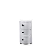 Kartell Componibili, Conteneur 3 éléments, Argent Mat, Base Ronde