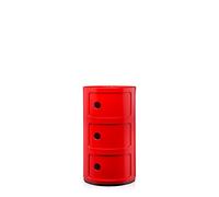 Kartell Componibili, Conteneur 3 éléments, Rouge, Base ronde