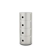 Kartell Componibili, Conteneur 4 éléments, Argent Mat, Base ronde
