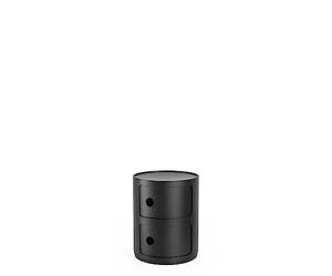 Kartell Componibili Recycled, Meuble Conteneur 2 éléments, Noir Opaque